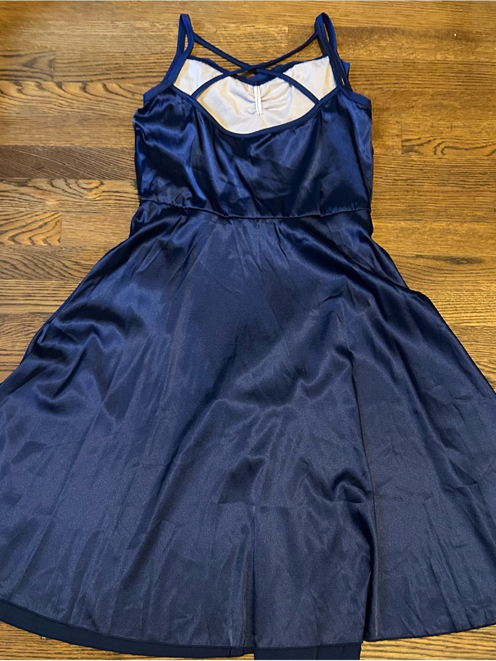 Weissman Navy Satin Cowl Neck Midi Dress 0142 - Picture 9 of 13